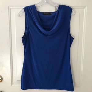 Small Blue Sleeveless Cowlneck Top
